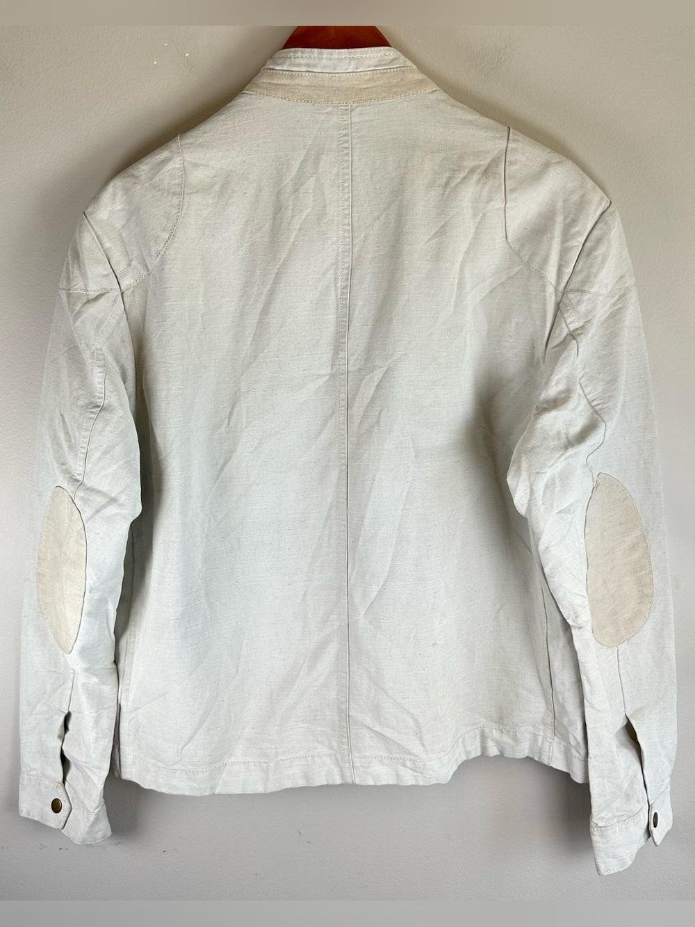 Black Brown 1826 Men's Bomber Jacket Size L Linen Blend Biker Elbow Patches - Picture 6 of 13